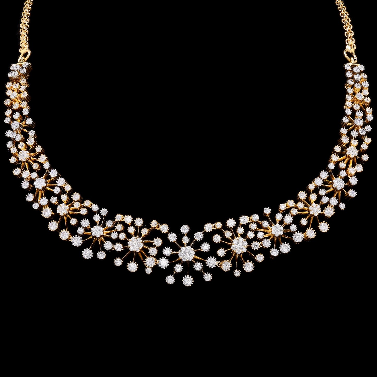 Dual Tone Miracle Plate Bridal Starry Necklace Set with Earrings on Pure 925 Silver