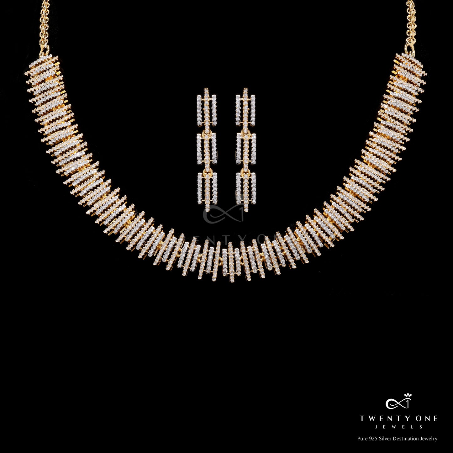 Dual Tone Pure 925 Silver Necklace Set