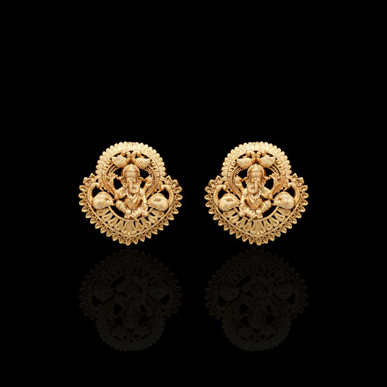 Festive Exclusive Gold Finish Ganesh Ji Necklace Set with Earrings