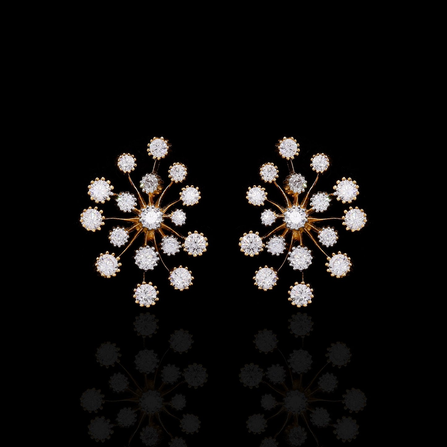 Dual Tone Miracle Plate Bridal Starry Necklace Set with Earrings on Pure 925 Silver