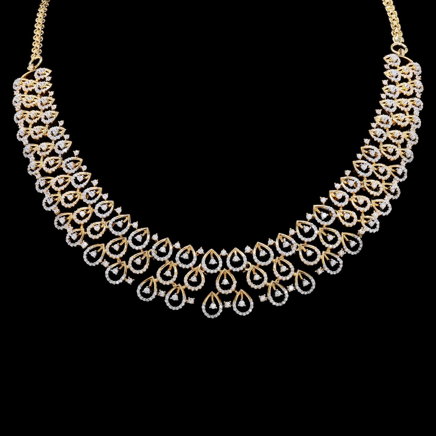 Dual Tone Drop Fusia Bridal Necklace Set with Earrings on Pure 925 Silver