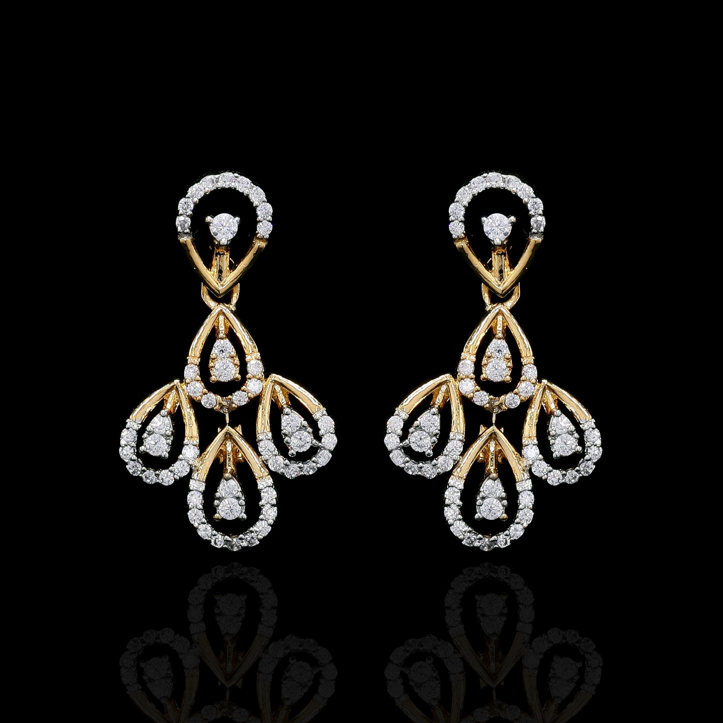 Dual Tone Drop Fusia Bridal Necklace Set with Earrings on Pure 925 Silver