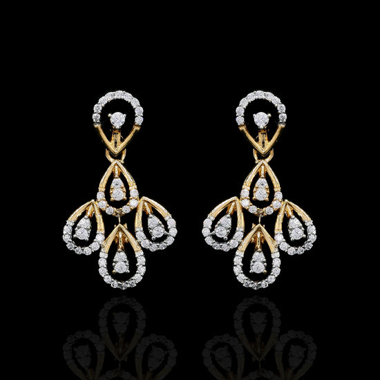 Dual Tone Drop Fusia Bridal Necklace Set with Earrings on Pure 925 Silver