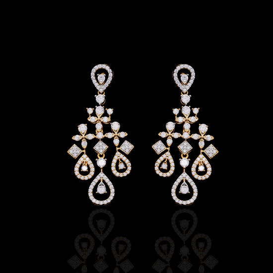 Dual Tone Yati Solitaire Bridal Necklace Set with Earrings on Pure 925 Silver