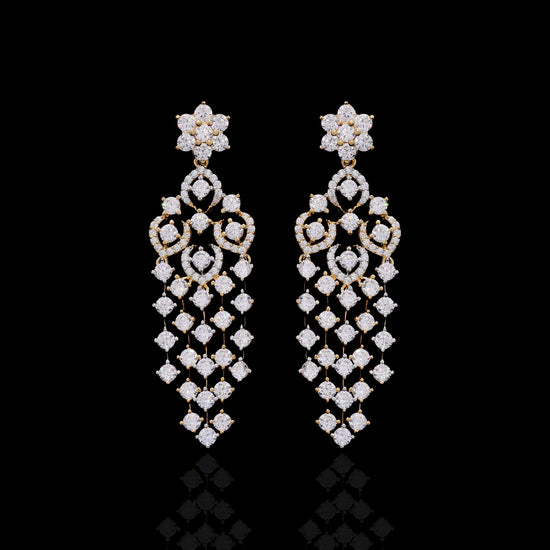 Dual Tone Solitaire Bridal Guasha Necklace Set with Earrings on Pure 925 Silver