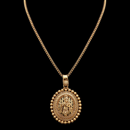 Festive Exclusive Gold Finish Krishna Necklace Set with Earrings