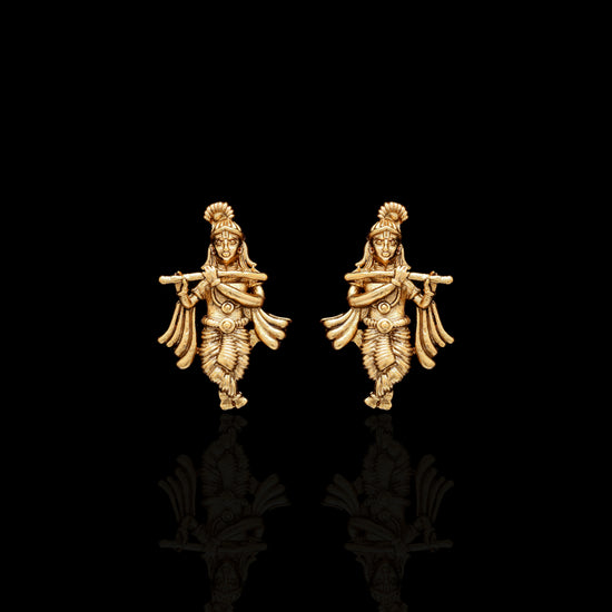 Festive Exclusive Gold Finish Krishna Necklace Set with Earrings