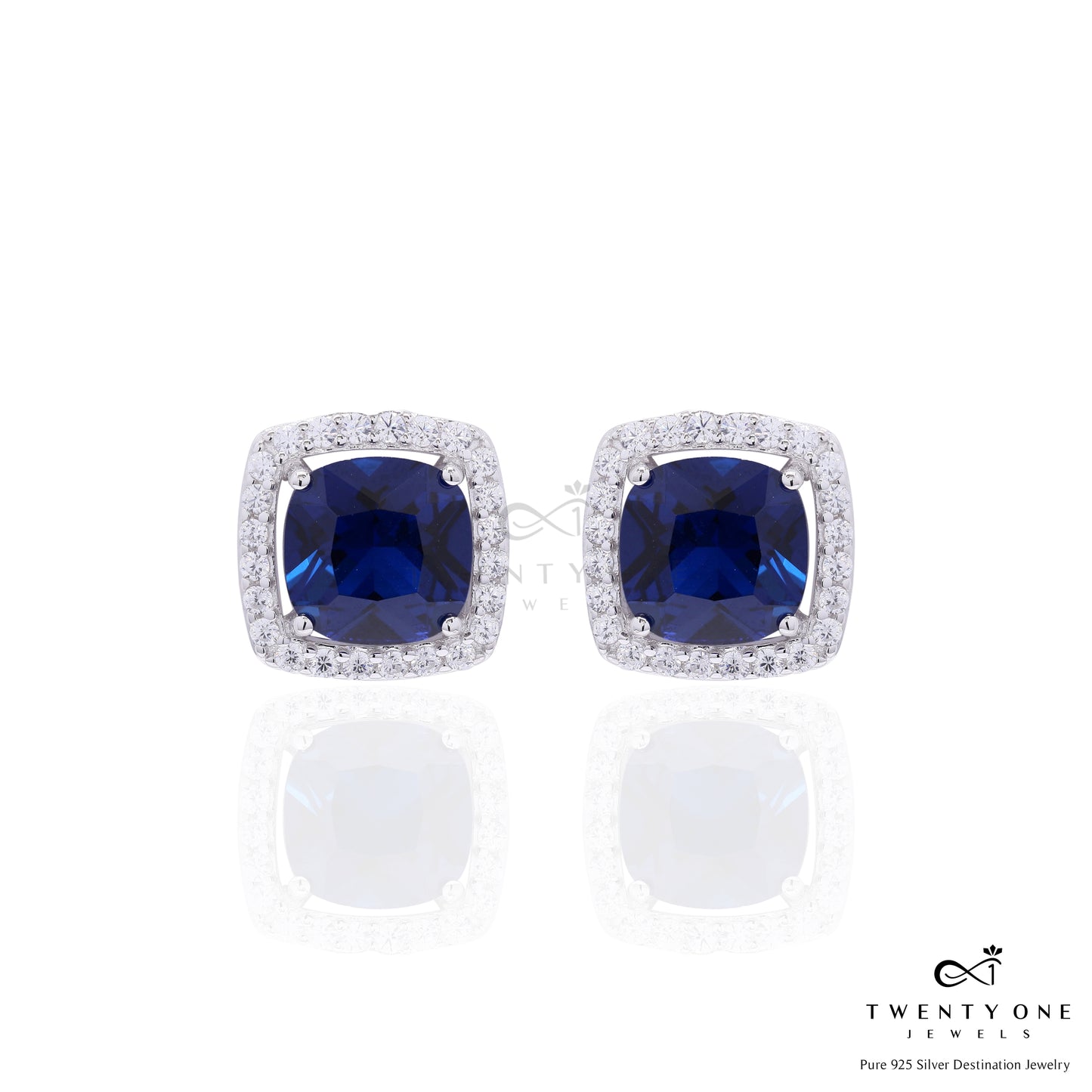 3 Carat Rounded Cushion Cut Solitaire  Hydro Blue Sapphire Sylvy Pendant Set on Pure 925 Silver