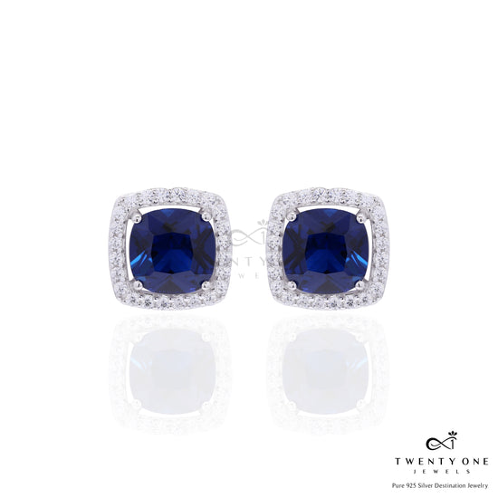 3 Carat Rounded Cushion Cut Solitaire  Hydro Blue Sapphire Sylvy Pendant Set on Pure 925 Silver