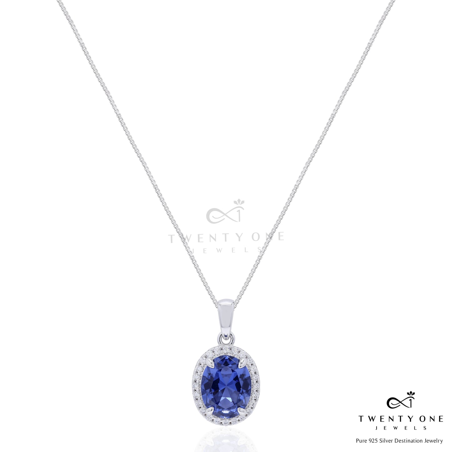 Ultra Premium Deep Blue Oval Sapphire Pendant Set on Pure 925 Silver