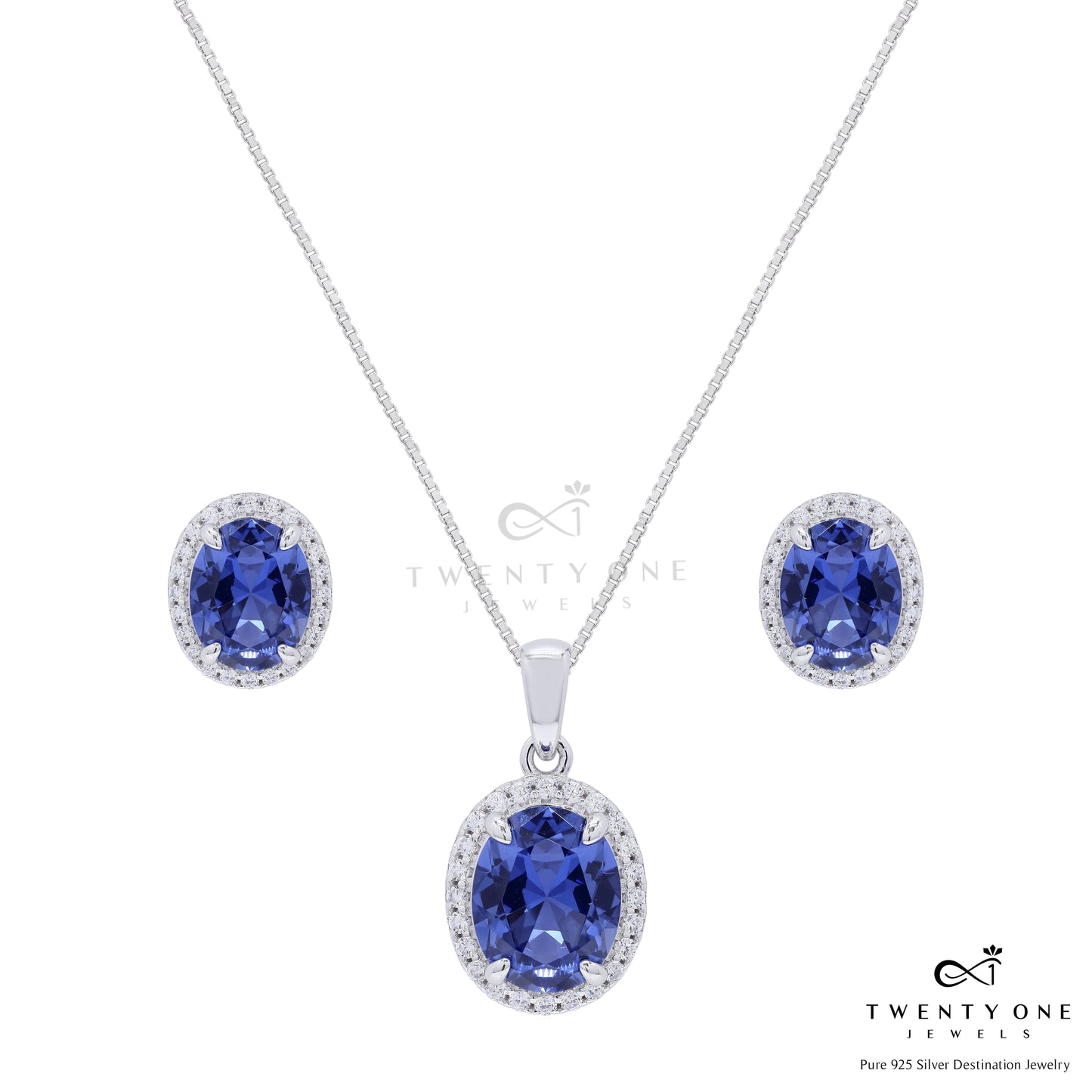 Ultra Premium Deep Blue Oval Sapphire Pendant Set on Pure 925 Silver
