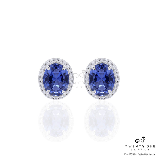 Ultra Premium Deep Blue Oval Sapphire Pendant Set on Pure 925 Silver