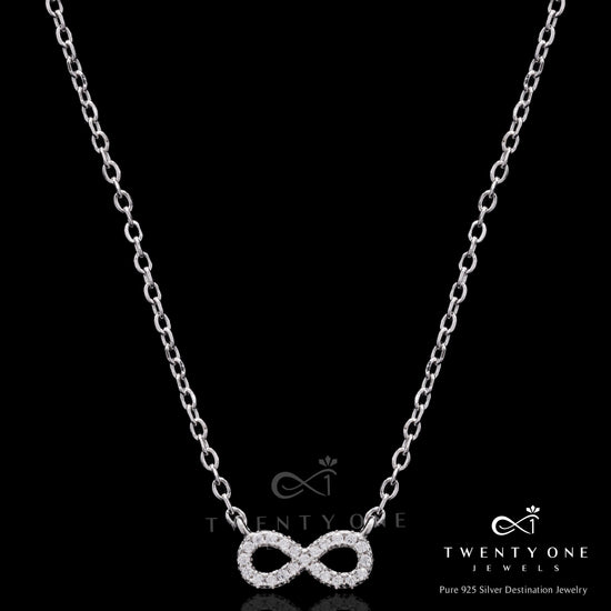 American Diamond Studded Alexis Infinity Pendent with Chain on Pure 925 Silver