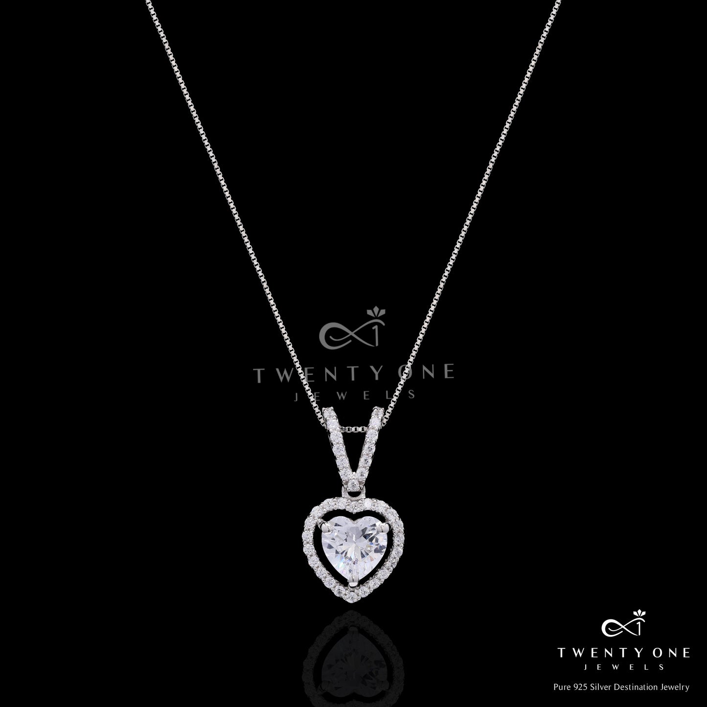 Premium Heart Solitaire Anna Pendant Set with Screw Back Earrings