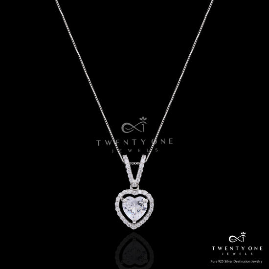 Premium Heart Solitaire Anna Pendant Set with Screw Back Earrings