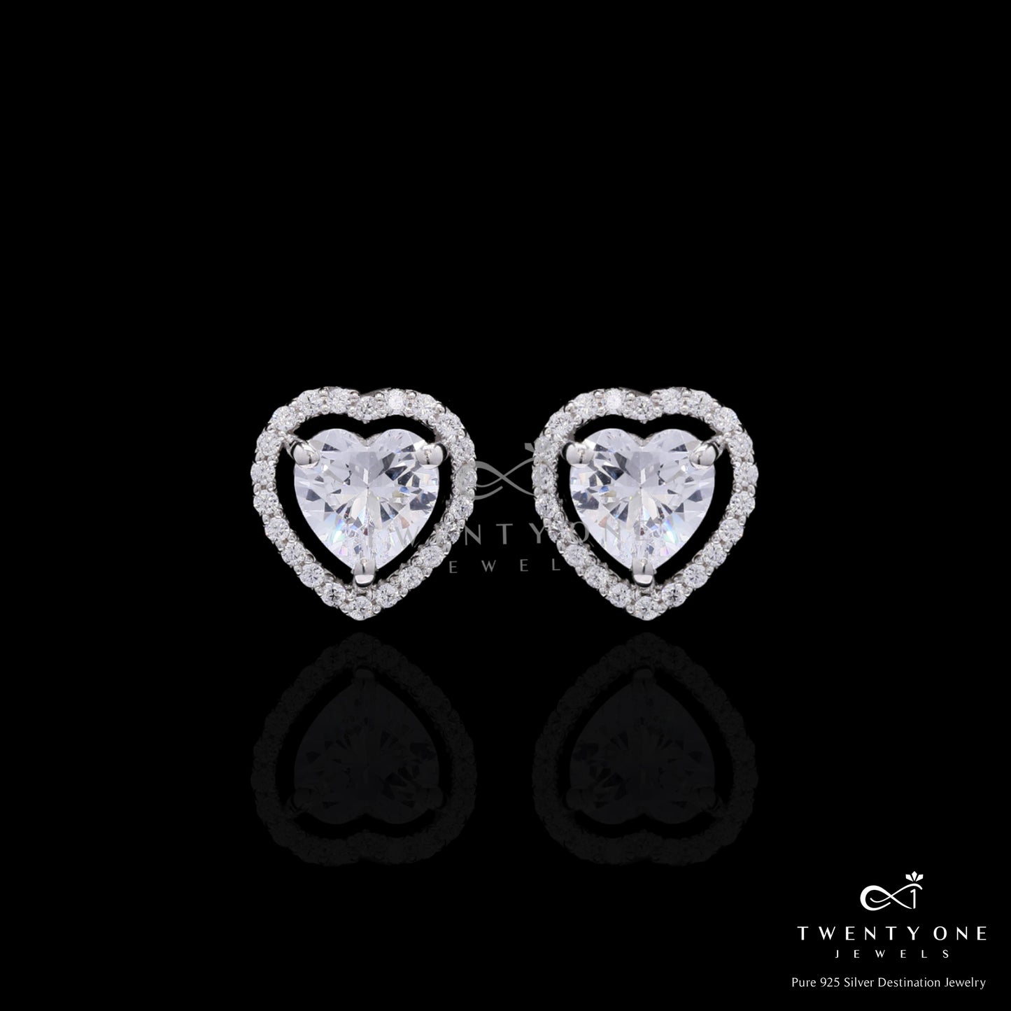 Premium Heart Solitaire Anna Pendant Set with Screw Back Earrings