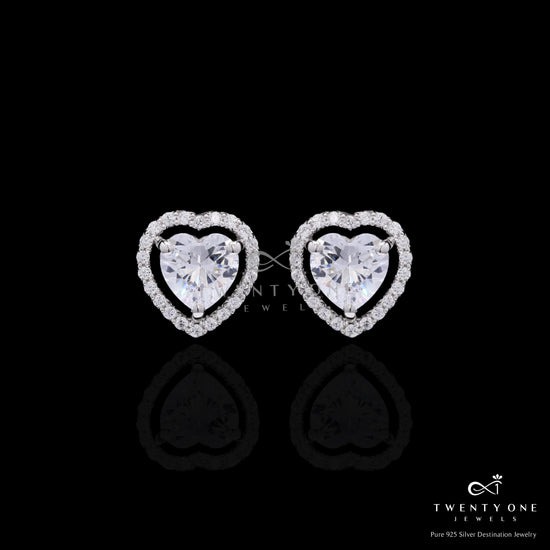 Premium Heart Solitaire Anna Pendant Set with Screw Back Earrings