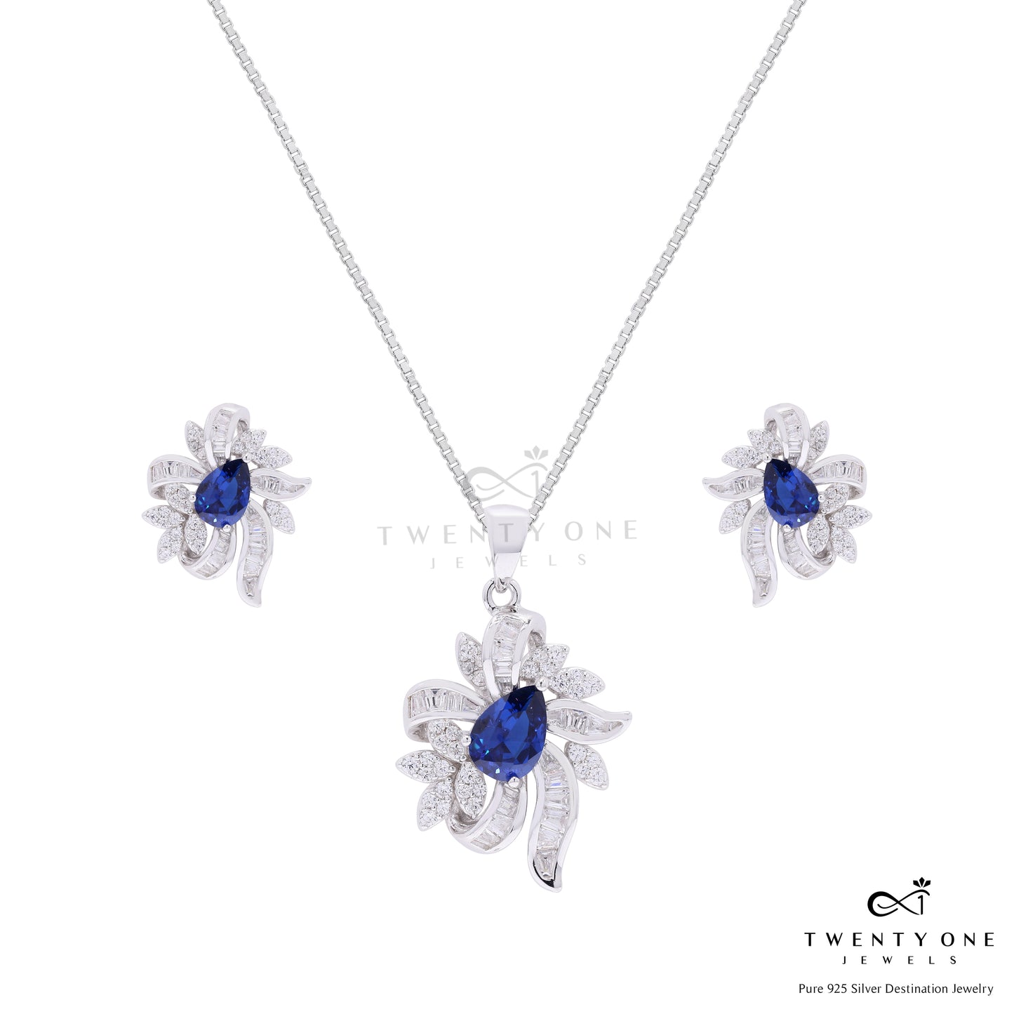 Ultra Premium Hydro Blue Tanzanite Belluci Pendant Set on Pure 925 Silver