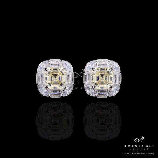 Ultra Premium Square Yellow Octagon Pendant Set on Pure 925 Silver