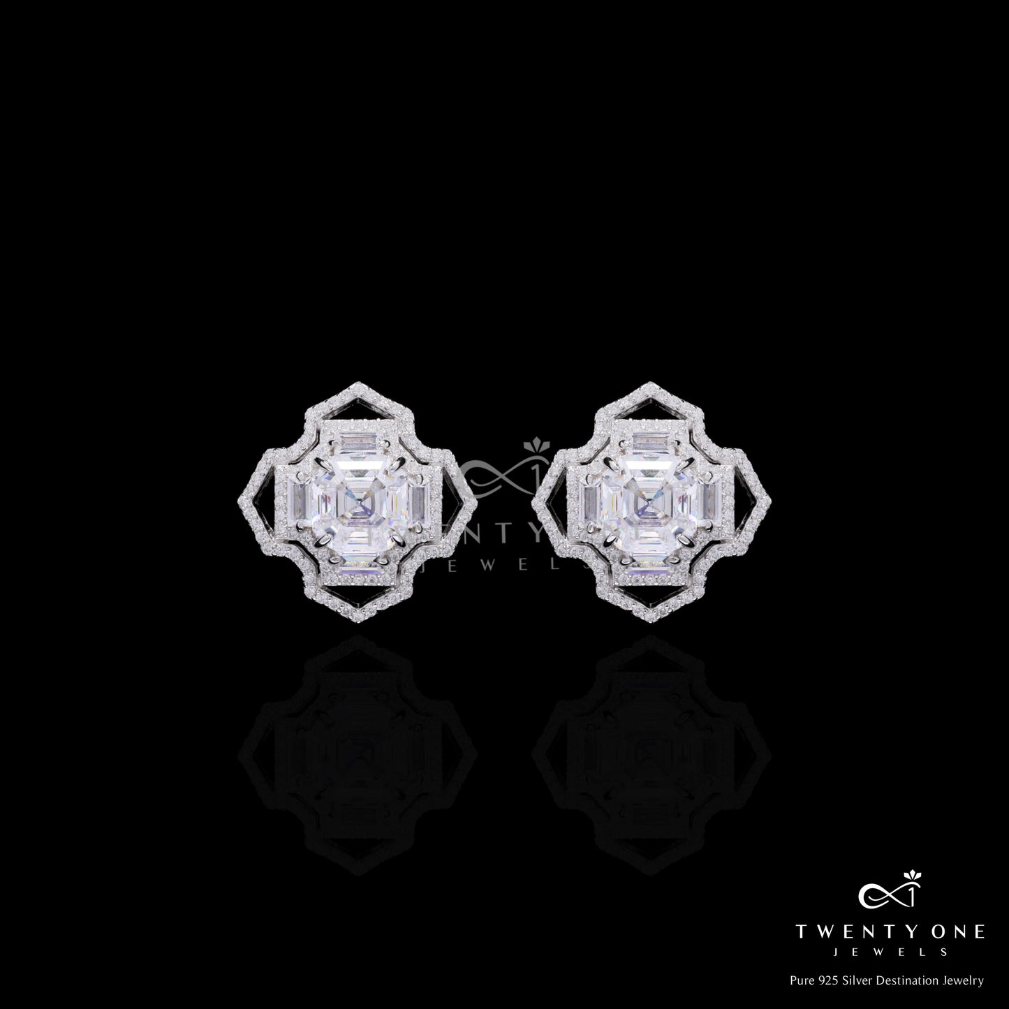 Ultra Premium Trance Asscher Cut Solitaire Pendant Set on Pure 925 Silver