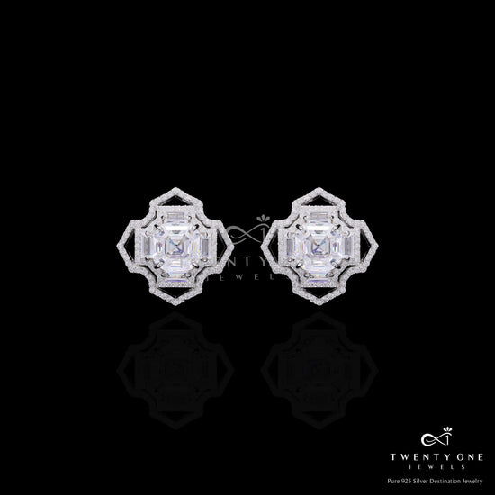 Ultra Premium Trance Asscher Cut Solitaire Pendant Set on Pure 925 Silver