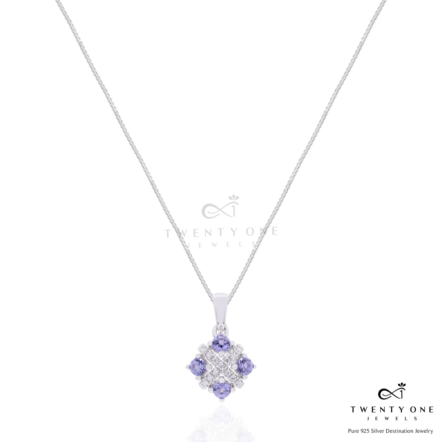 Ultra Premium Quadra Amethyst Pendant Set on Pure 925 Silver