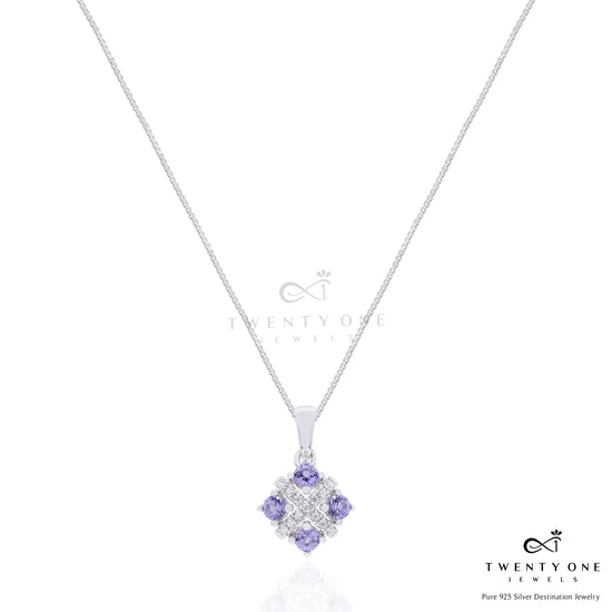 Ultra Premium Quadra Amethyst Pendant Set on Pure 925 Silver