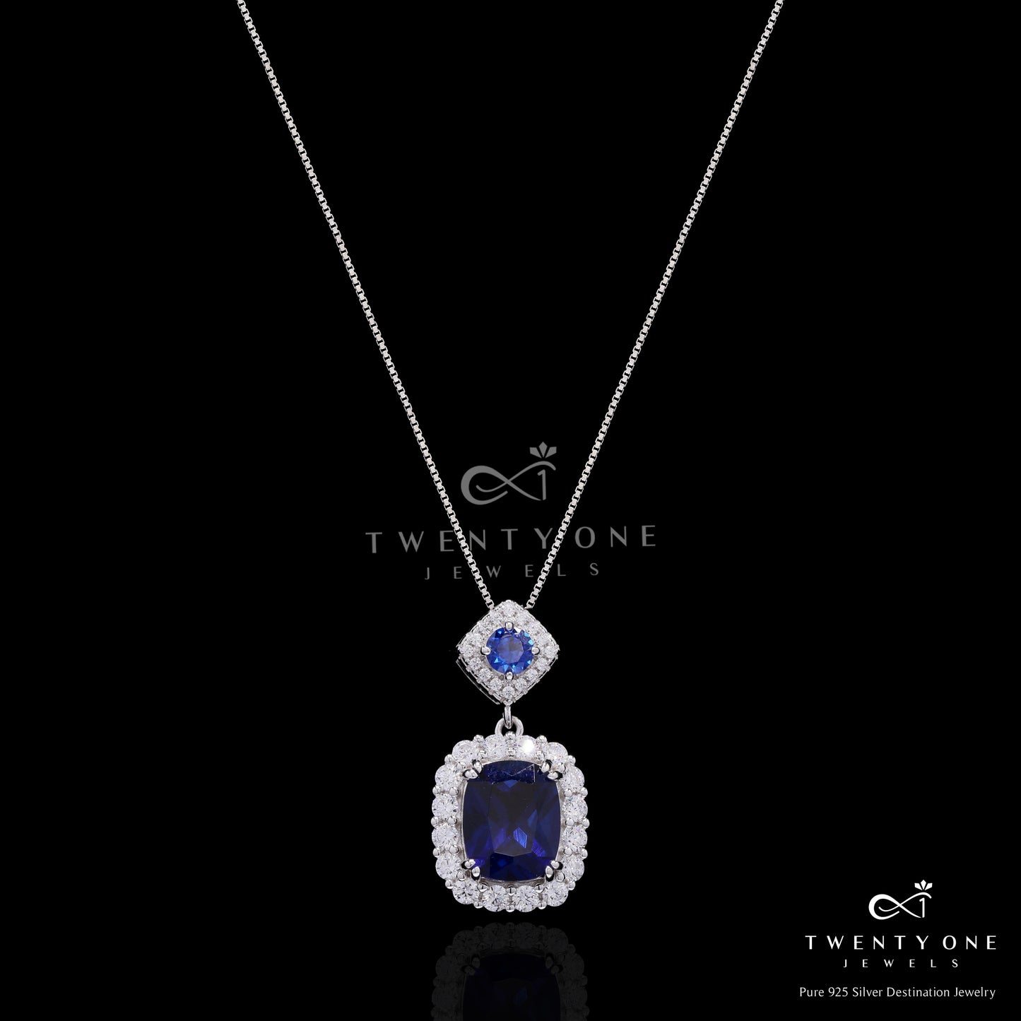 Ultra Premium Vibrant Blue Sara Pendant Set on Pure 925 Silver