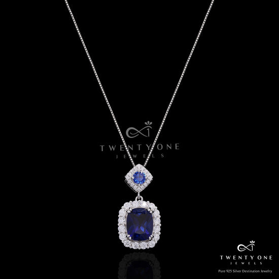 Ultra Premium Vibrant Blue Sara Pendant Set on Pure 925 Silver