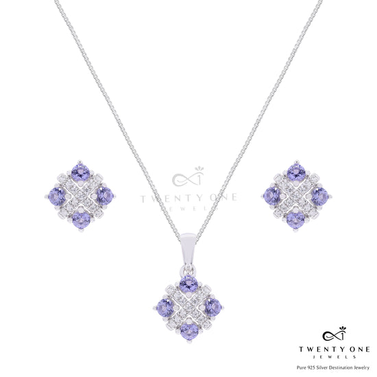 Ultra Premium Quadra Amethyst Pendant Set on Pure 925 Silver