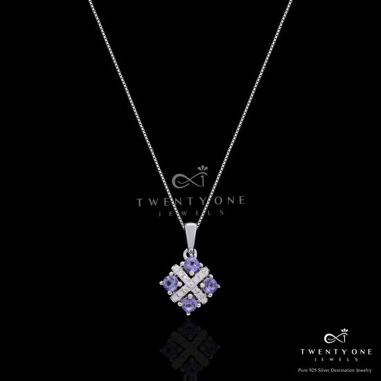 Ultra Premium Quadra Amethyst Pendant Set on Pure 925 Silver