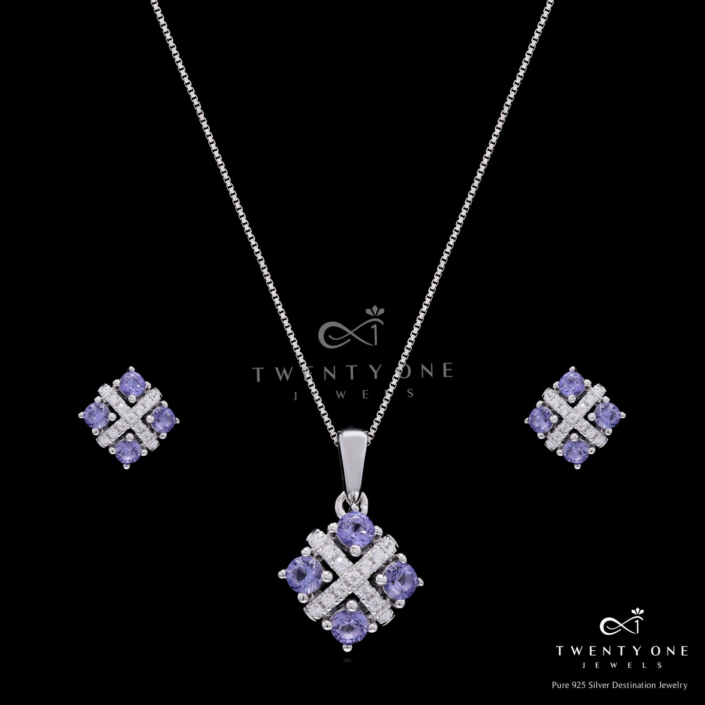 Ultra Premium Quadra Amethyst Pendant Set on Pure 925 Silver