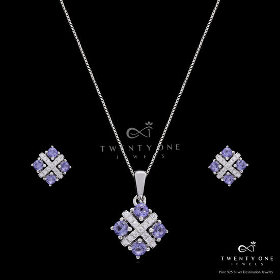 Ultra Premium Quadra Amethyst Pendant Set on Pure 925 Silver