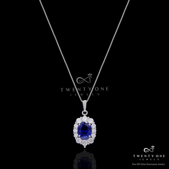 Ultra Premium Hydro Tanzanite Oval Solitaire Gyra Pendant Set on Pure 925 Silver
