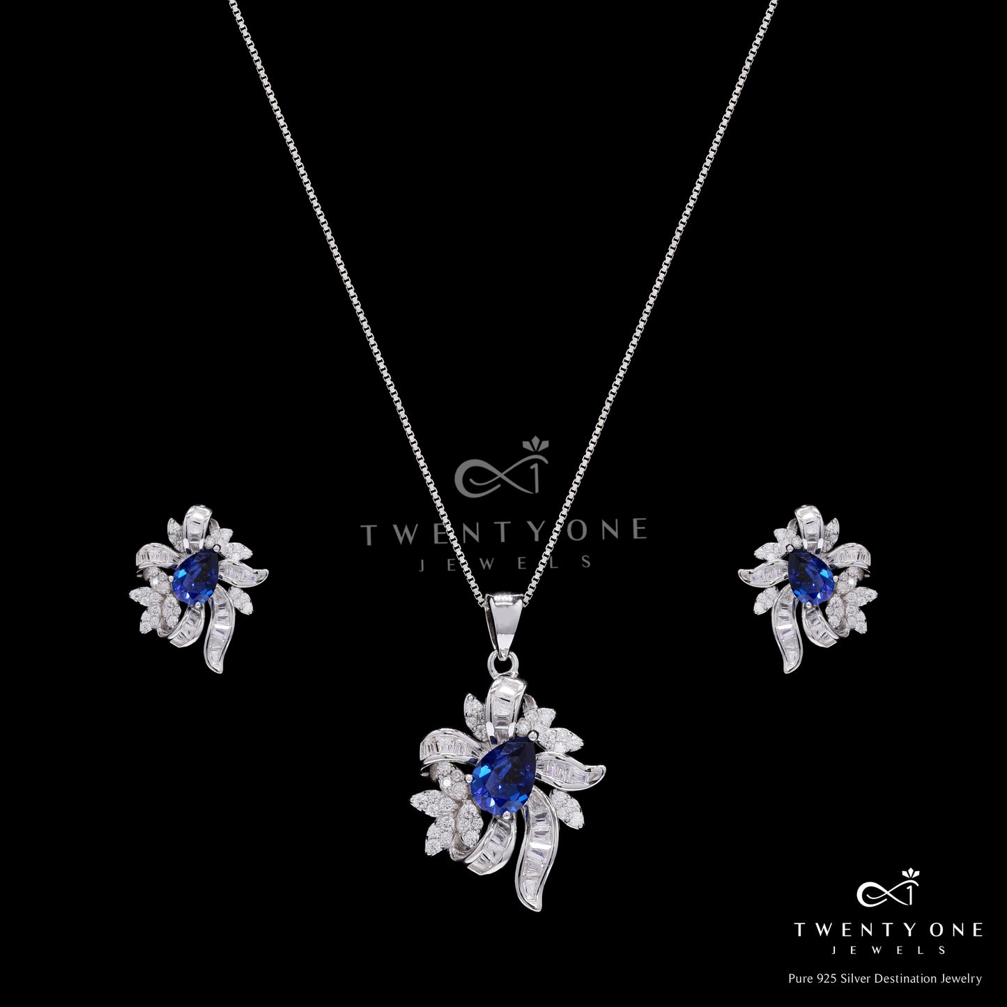 Ultra Premium Hydro Blue Tanzanite Belluci Pendant Set on Pure 925 Silver