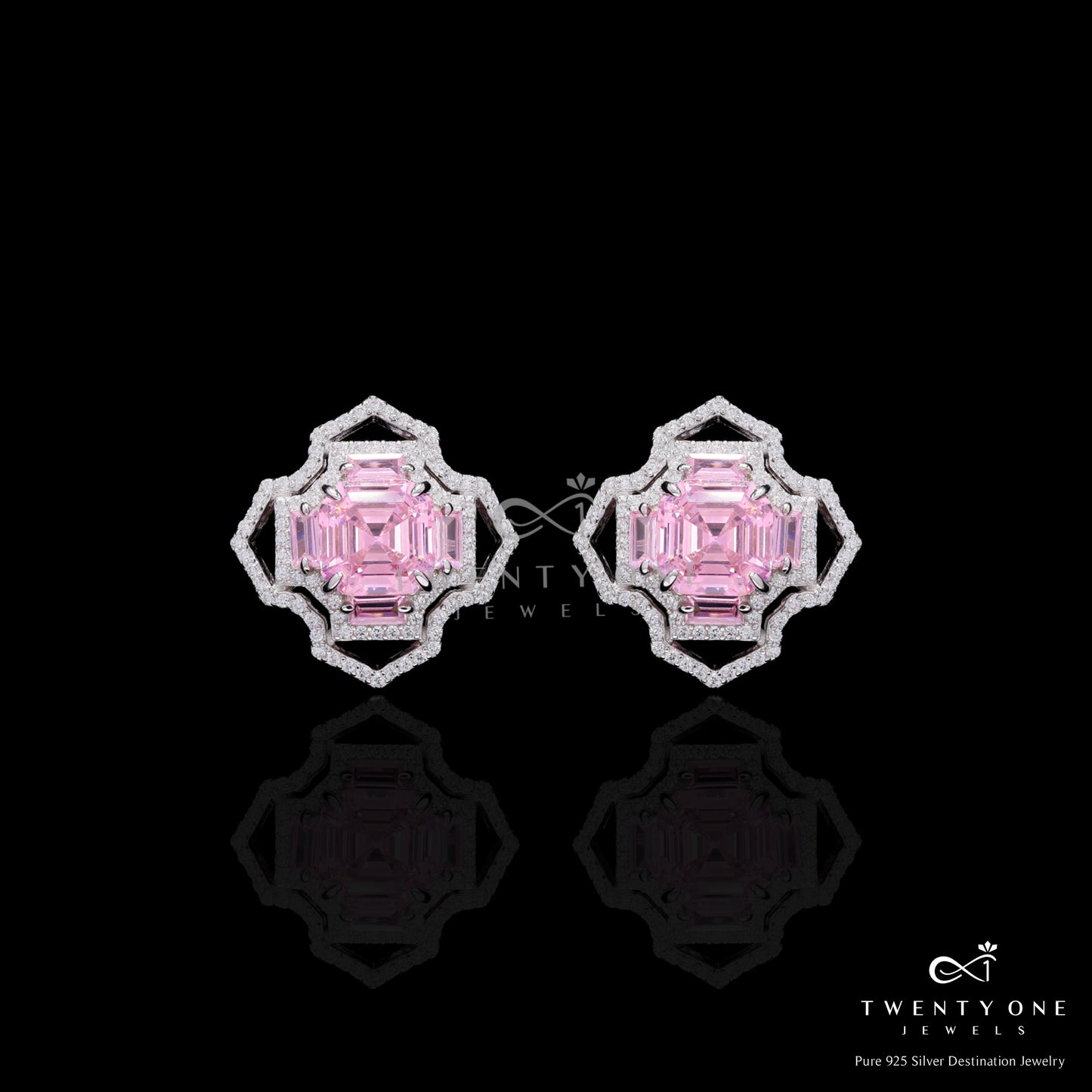 Ultra Premium Trance Pink Asscher Cut Solitaire Pendant Set on Pure 925 Silver