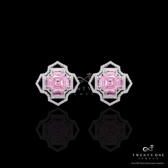 Ultra Premium Trance Pink Asscher Cut Solitaire Pendant Set on Pure 925 Silver
