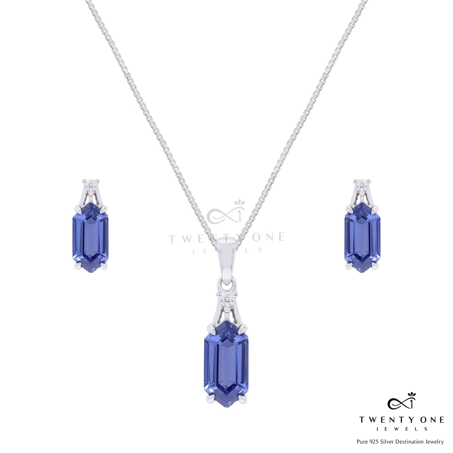 Ultra Premium Hexagon Cut Hydro Tanzanite Pendant Set on Pure 925 Silver