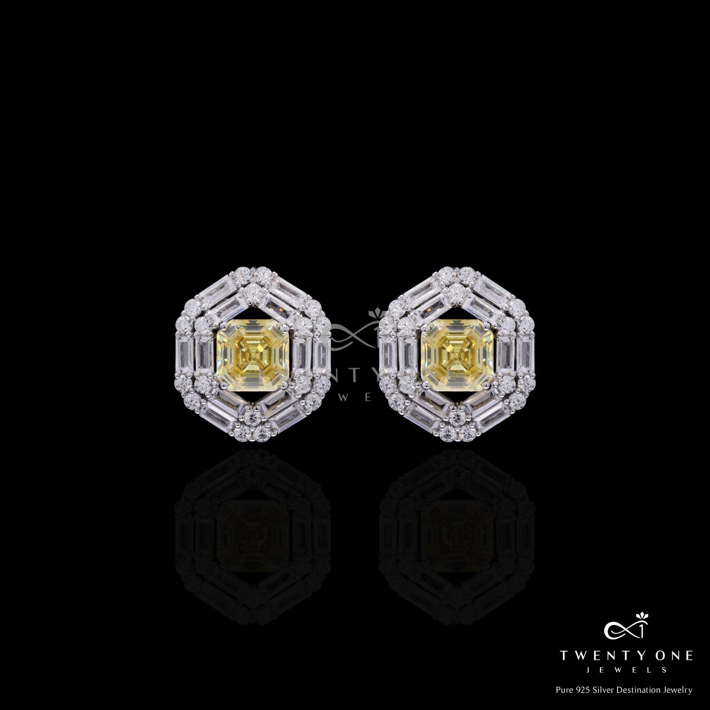 Ultra Premium Yellow Radiant Cut Solitaire Diamond Pendant Set on Pure 925 Silver