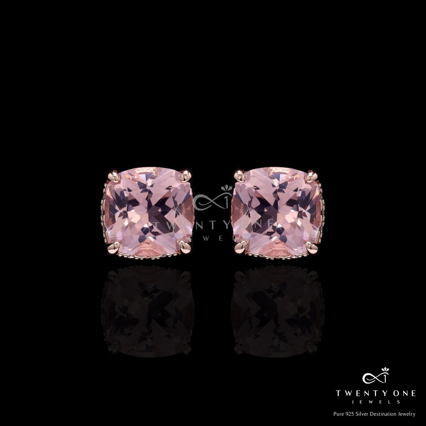 Ultra Premium Ice Cut Pink Cushion Solitaire Panache Pendant Set on Pure 925 Silver