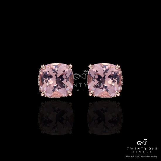 Ultra Premium Ice Cut Pink Cushion Solitaire Panache Pendant Set on Pure 925 Silver