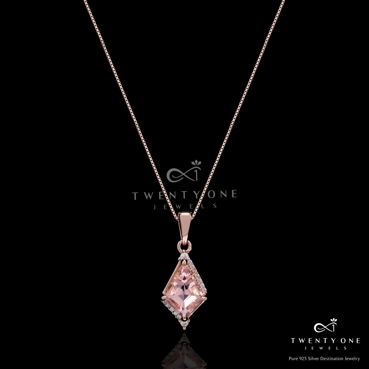 Premium Peach Morganite Finesse Pendant Set on Pure 925 Silver