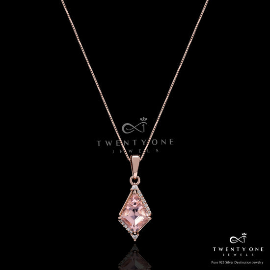 Premium Peach Morganite Finesse Pendant Set on Pure 925 Silver