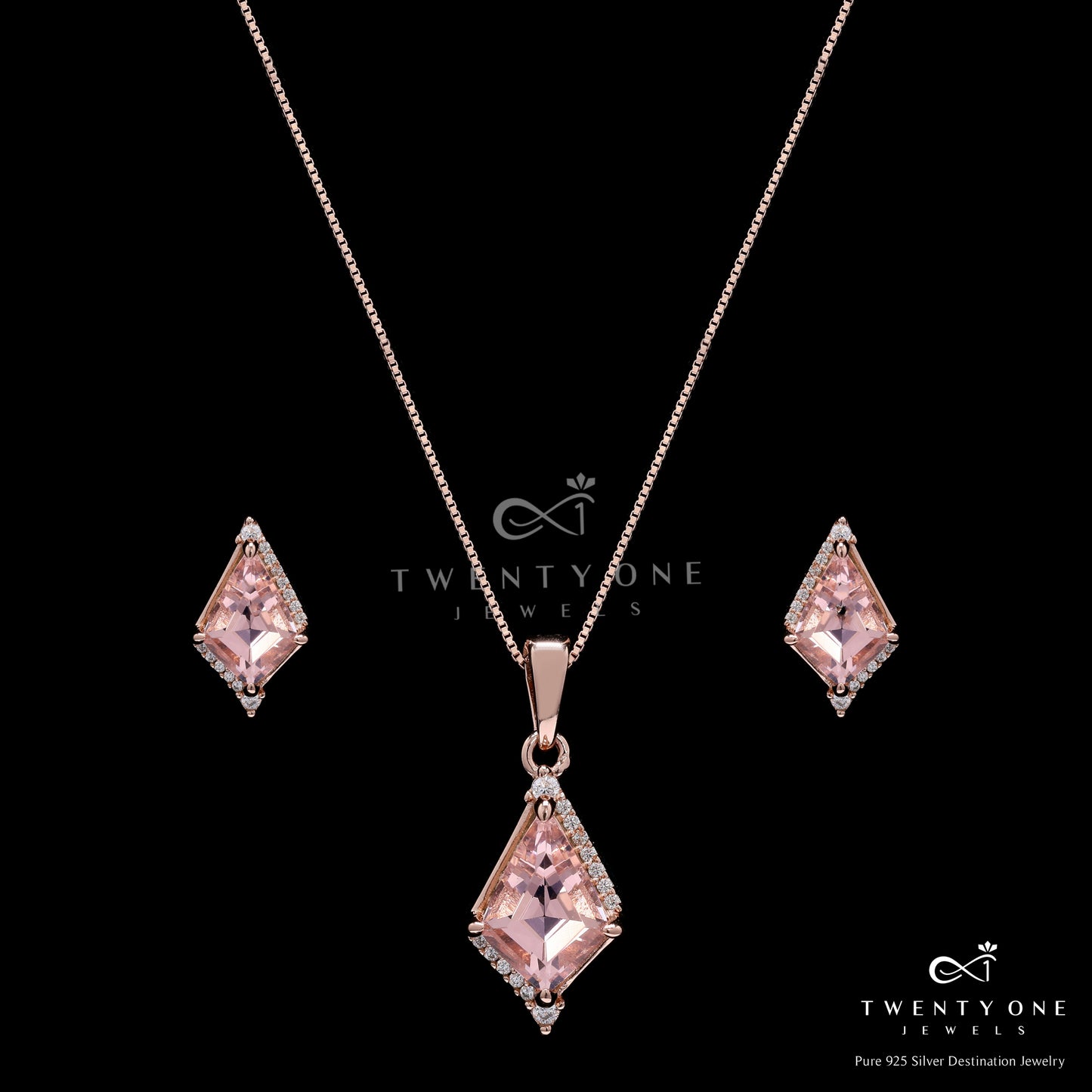 Premium Peach Morganite Finesse Pendant Set on Pure 925 Silver