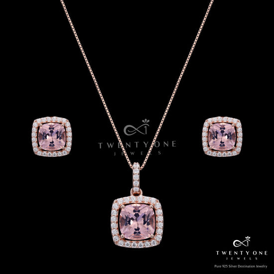 Premium Pink Diamond Cushion Cut Solitaire Pendant Set on Pure 925 Silver