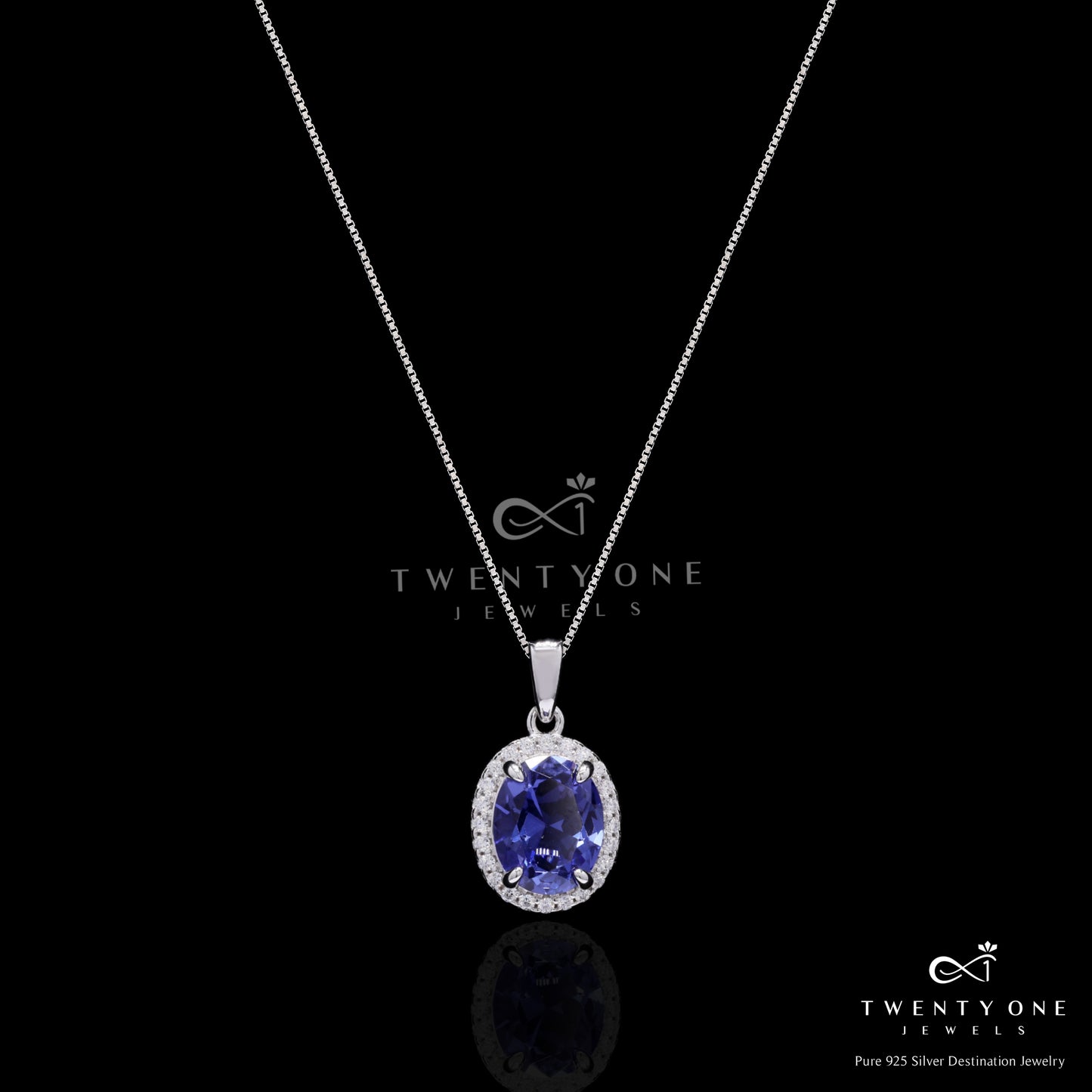 Ultra Premium Deep Blue Oval Sapphire Pendant Set on Pure 925 Silver