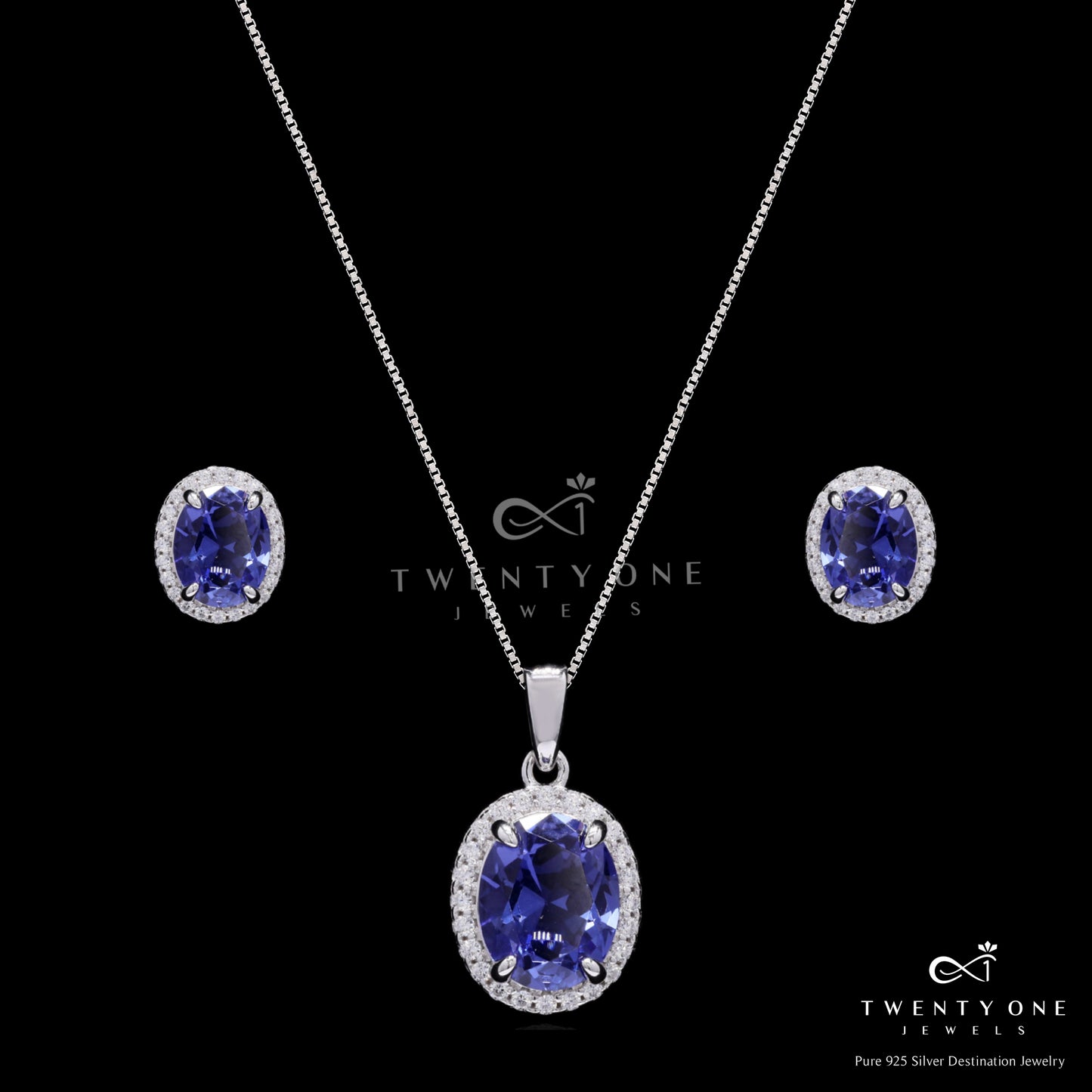 Ultra Premium Deep Blue Oval Sapphire Pendant Set on Pure 925 Silver