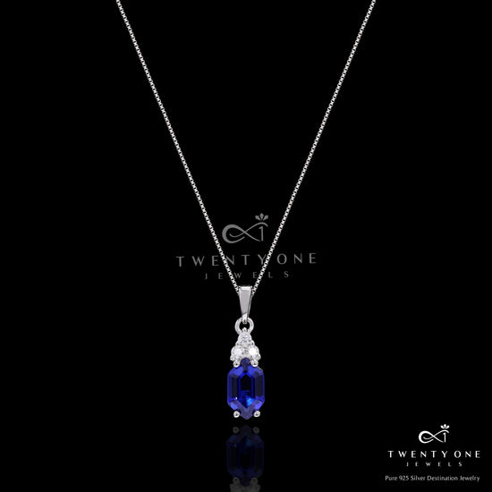 Hexagon Hydro Blue Sapphire Aqua Pendant Set on Pure 925 Silver