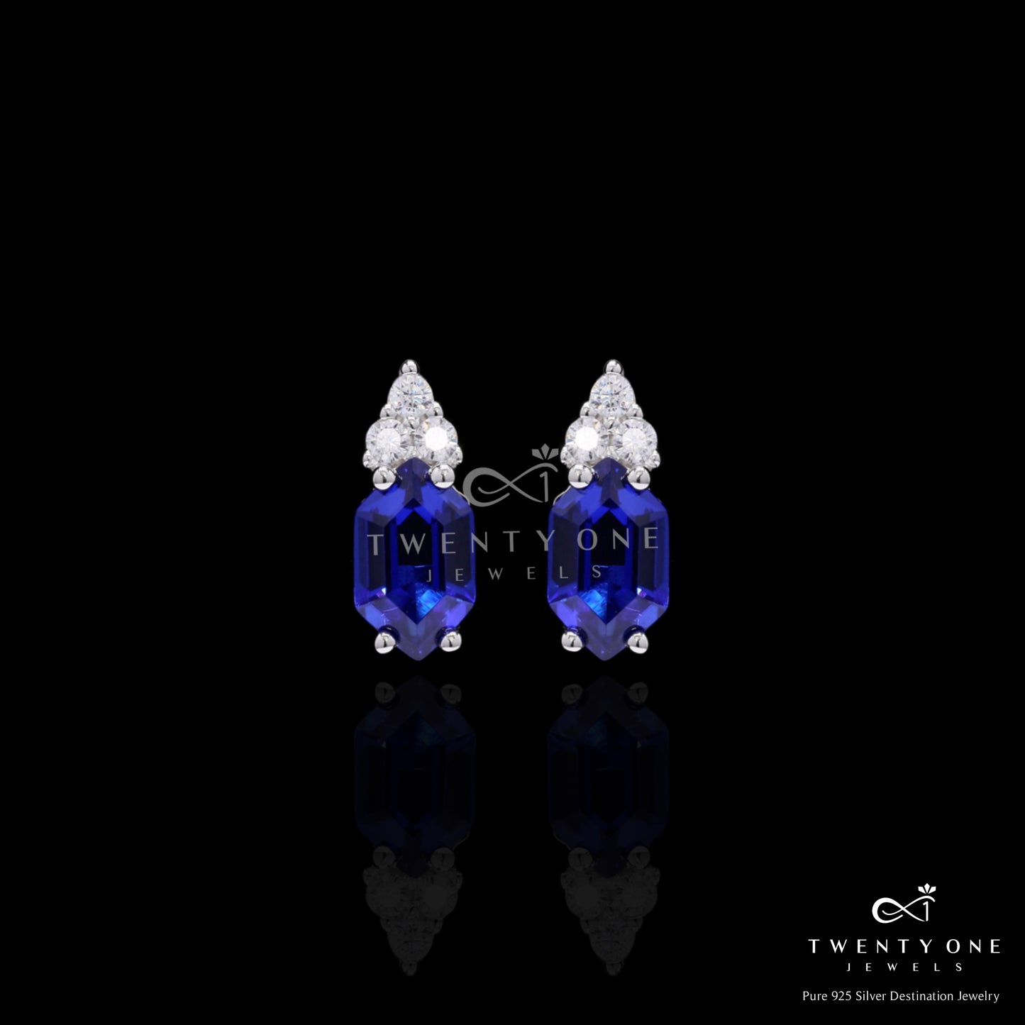 Hexagon Hydro Blue Sapphire Aqua Pendant Set on Pure 925 Silver