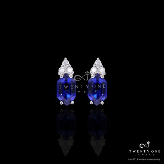Hexagon Hydro Blue Sapphire Aqua Pendant Set on Pure 925 Silver